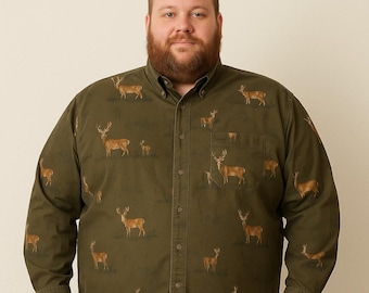 Columbia River Lodge Men’s 3XLT Deer Print Button Down Long Sleeve Shirt