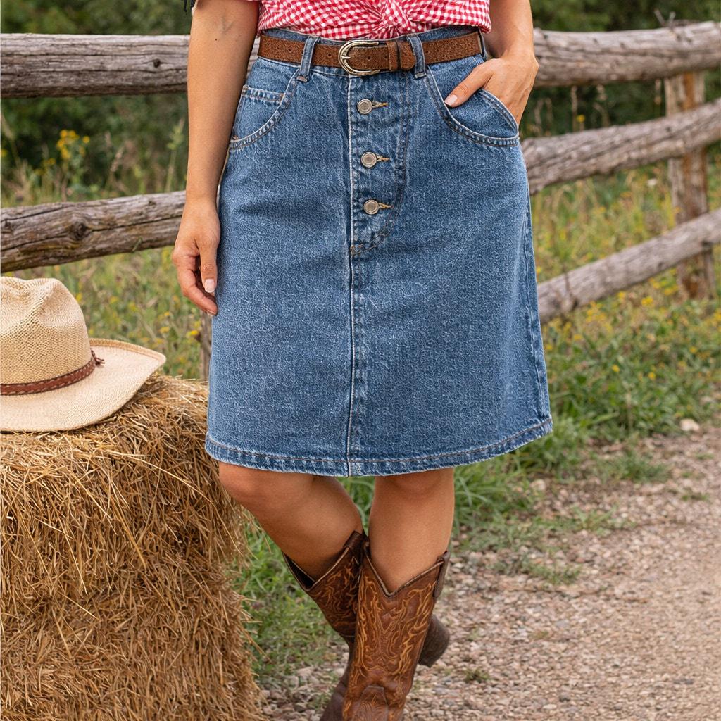 Jupe Short White Stag – Jean Bleu – 10 Poches – Taille 10 – Vintage
