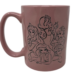Disney Princess Pink Ceramic Coffee Mug 15oz Ariel Belle Jasmine 2019 image 1