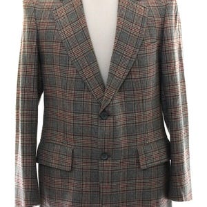 Marynarka męska Pendleton z wełny w kratę w stylu vintage z lat 70., rozmiar 42, szary tweed, sportowa zdjęcie 1