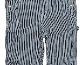 Salopette da uomo Dickies, taglia M, in denim a righe blu, 100% cotone, lunghezza interno gamba 79 cm (31 pollici).