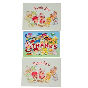 Vintage 80&#39;s Strawberry Shortcake Thank You Postcards Set of 3 Unused