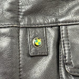 Vintage 80s Mens Large BMW Motorrad Dainese Black Leather Motorcycle Jacket afbeelding 8