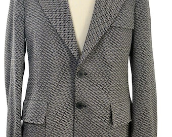 Chaqueta deportiva vintage de los años 70 para hombre, talla M (40R), con estampado de pata de gallo y doble punto.