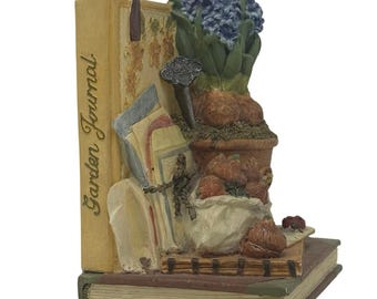 Vintage Garden Journal Bookend Gardening Theme Floral Decor