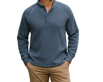 Tommy Bahama Men's XL Sweater Pullover Mock Neck Palm Canyon Reversible Blue