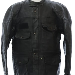 Vintage 80s Mens Large BMW Motorrad Dainese Black Leather Motorcycle Jacket afbeelding 1