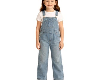 Peto vaquero vintage de los 90 de GAP para niñas, talla M, pierna ancha y tirantes ajustables.