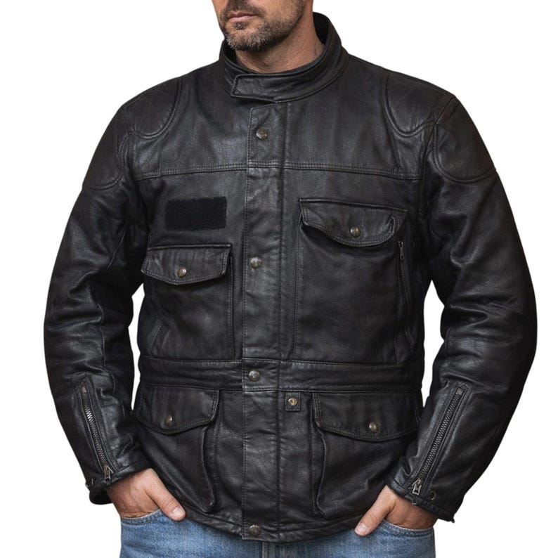 Vintage 80s Mens Large BMW Motorrad Dainese Black Leather Motorcycle Jacket afbeelding 10