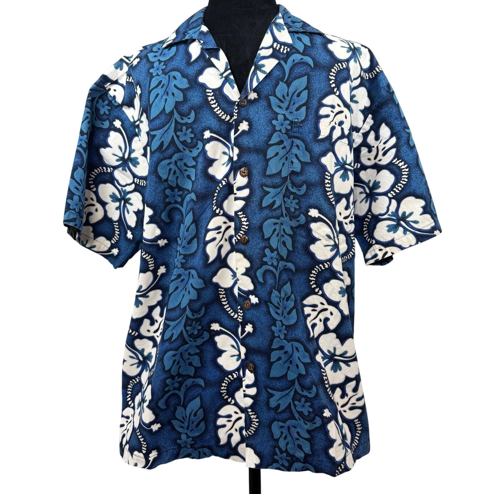 Chemise Hawaïenne Vintage Manches Courtes Années 80 - Marque Pepe - Taille M/L Bleu Clair