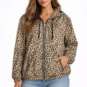 Tommy Bahama Island Zone Women's Medium Leopard Windbreaker Jacket