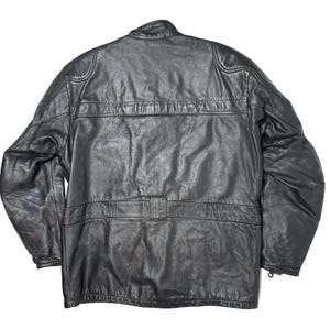 Vintage 80s Mens Large BMW Motorrad Dainese Black Leather Motorcycle Jacket afbeelding 9