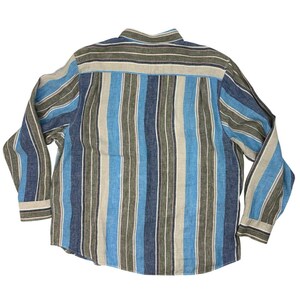 Koszula lniana Tommy Bahama w paski XXL, niebieska, z długim rękawem i guzikami zdjęcie 4