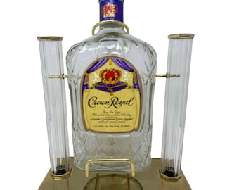Botella de cristal Crown Royal vintage de los años 80 para exhibición, decoración de bar, artículo de colección.