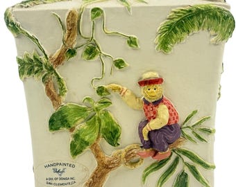 Valarr Copri scatola fazzoletti dipinto a mano con motivo scimmie tropicali e foresta pluviale - Decorazione giungla