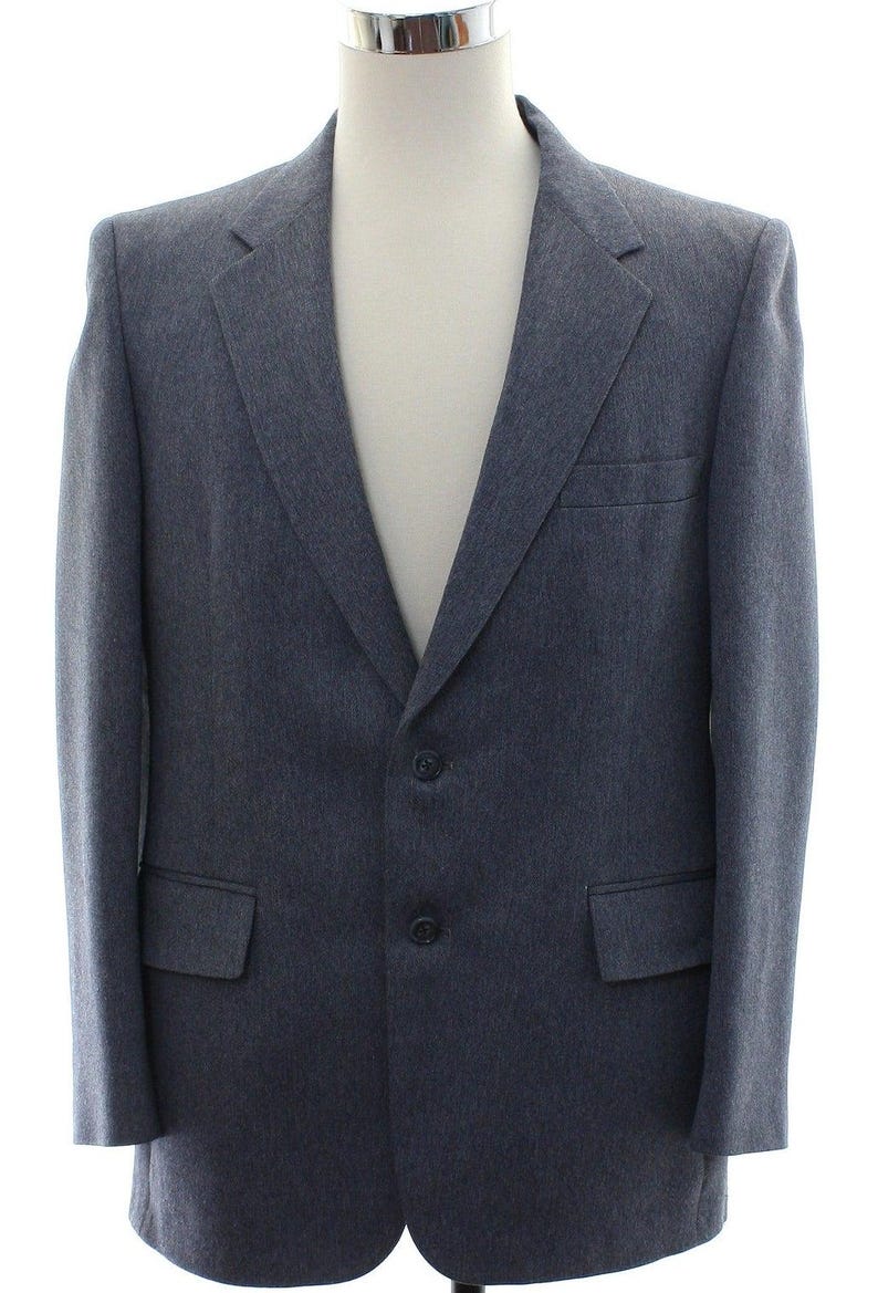 Gray R. Rogers Vintage 70s Rogers Gray Blue Double Knit Sport Coat Blazer Mens 40 USA ...