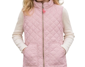 Chaleco acolchado rosa claro para niñas Crewcuts, talla 10, estilo preppy, ligero y perfecto para superponer capas.