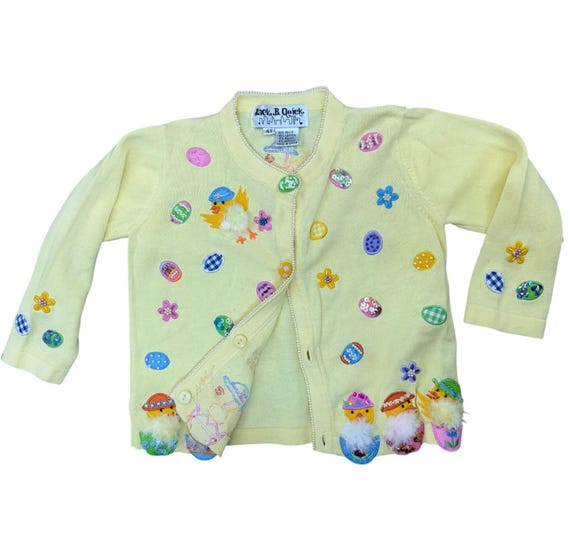 Jack B Quick 4T Yellow Easter Chick Egg Sweater 3… - image 2