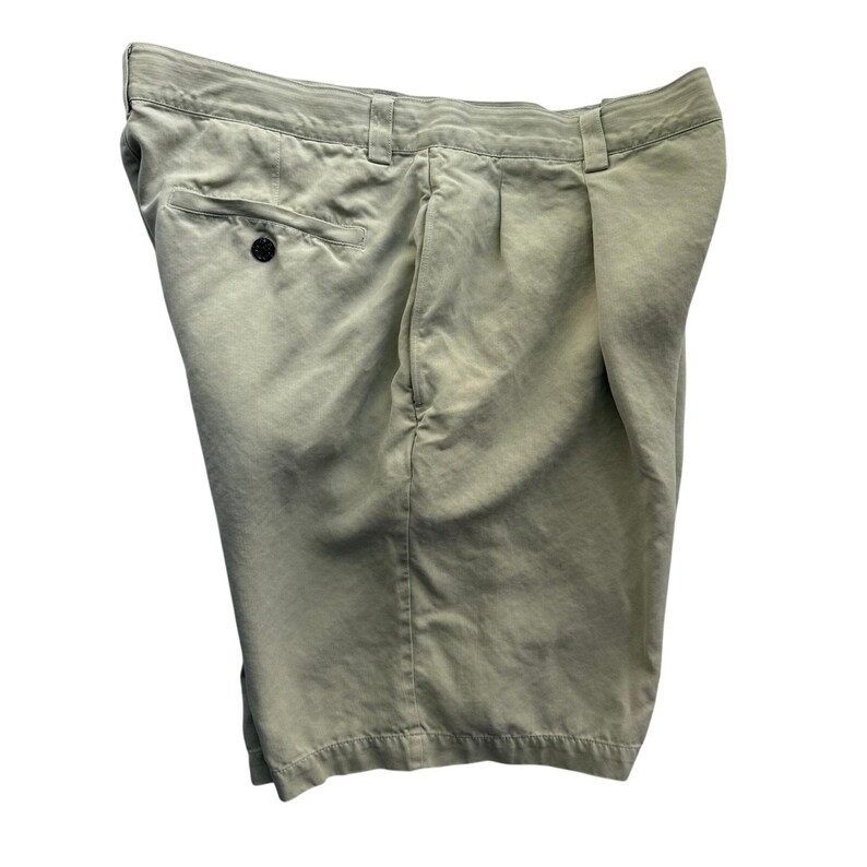 Pantalones cortos chinos plisados de seda color caqui para hombre Tommy Bahama, talla 35. Estilo casual de resort. imagen 4