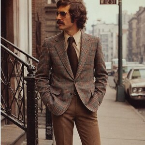 Marynarka męska Pendleton z wełny w kratę w stylu vintage z lat 70., rozmiar 42, szary tweed, sportowa zdjęcie 11