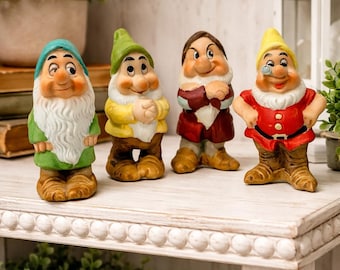 Vintage Disney Snow White Dwarfs Figurines Set of 4 Ceramic Korea 3”