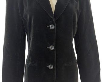 Vintage 90s Philippe Adec Paris Women's 4 Black Velour Blazer USA Made