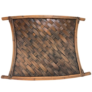 Vintage Bamboo Rattan Woven Serving Tray Boho Rectangular 26x20