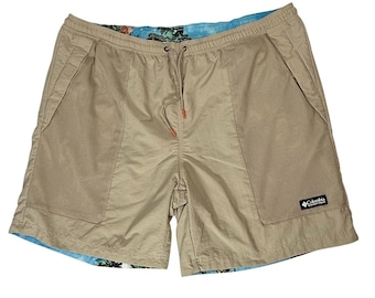 Columbia Short de bain XXL pour homme Réversible bleu floral en résille de 20 cm (8 po.)