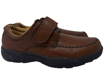 Dr Comfort Men’s Leather Strap Slip On Shoes Brown Comfort Walking Size 9.5
