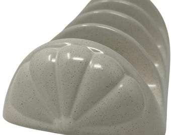 Soporte de cerámica vintage de los años 70 para tacos, 4 compartimentos, bandeja de servir de gres beige