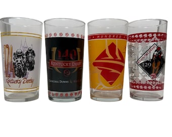 MCM Bar Glasses Kentucky Derby Collector Set van 4 Racing Barware 5,25"