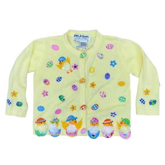 Jack B Quick 4T Yellow Easter Chick Egg Sweater 3… - image 1