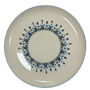 Prato de servir vintage dos anos 50, Marcrest Swiss Alpine, 29 cm, azul esverdeado.