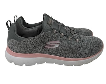 Skechers Slip-On-sneakers dames 7 grijze gebreide comfortabele wandelschoenen