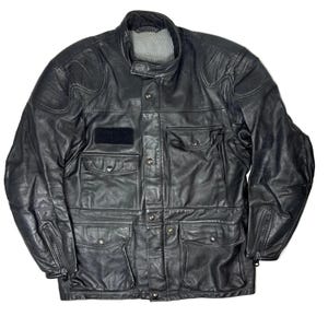 Vintage 80s Mens Large BMW Motorrad Dainese Black Leather Motorcycle Jacket afbeelding 2