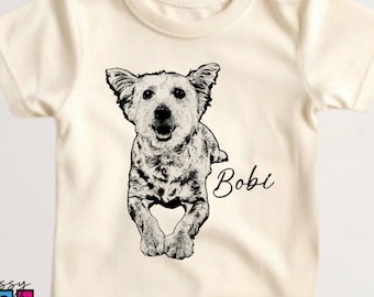 Custom Pet Photo and Name Kids T Shirts, Personalized Pet Portrait Toddler TShirts, Custom Dog Cat Graphic Tees, Gift for Dog Owner