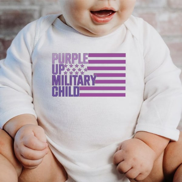 Purple Up Military Child Onesie®, Month Of The Military Child Youth Shirt, Military Kids Toddler Shirts, Military Child Awareness Bodysuit