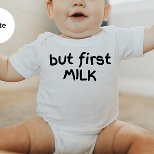 Funny Baby Clothes, Newborn Gifts, Cute Baby Onesie®, Baby Boy Bodysuit, Kids T-Shirts, Baby Shower Gift, But First Milk T-Shirt