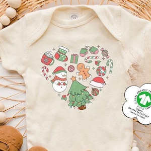 Heart  Merry Christmas Toddler Shirt, Christmas Tree Kids Shirt, Holiday Season Baby Bodysuits, Xmas Party Baby Clothing, Gift For Kids