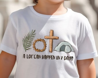Easter Baby Onesie®, Christian Toddler T-Shirt, He is Risen Kids Shirt, Easter Gift, Jesus Youth Outfit, A Lot Can Happen in 7 Days Bodysuit