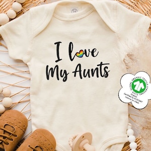 I Love My Aunts Kids Shirt, Cute Rainbow Toddler Tshirt, LGBTQ Graphic Tees, Cute Pride Onesie®, Lesbian Aunties Baby Shower Gifts