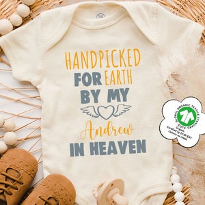 Custom Baby Bodysuit Baby Shower Gift, Personalized Baby Onesie, Handpicked for Earth By My &quot;Custom&quot; In Heaven Baby Onesie®, Guardian Angel