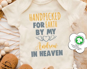Custom Baby Bodysuit Baby Shower Gift, Personalized Baby Onesie, Handpicked for Earth By My "Custom" In Heaven Baby Onesie®, Guardian Angel