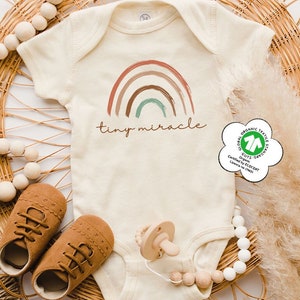 Tiny Miracle Rainbow Onesie®, Baby Birth Announcement, Natural Baby Onesie®, Organic Cotton Bodysuit, Newborn Baby Onesie®, Baby Shower Gift