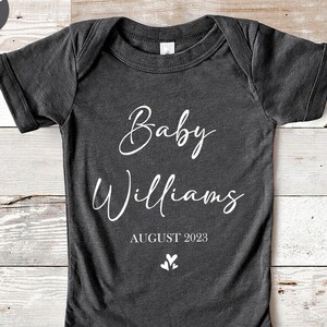 Custom Announcement Baby Onesie®, Personalized Bodysuit, Baby Bodysuit, Pregnancy Reveal Gift, Coming Soon Onesie®, Announcement Onesie®