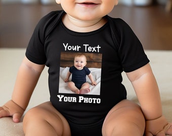 Custom Photo Baby Bodysuit, Your Photo Here Baby Onesie®, Custom Text Baby Bodysuit, Custom Birthday Gift, Personalized Baby Gift