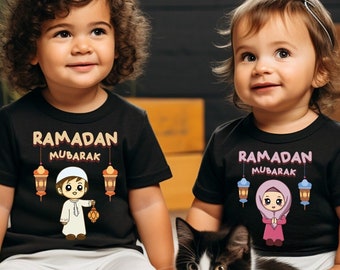 Ramadan Mubarak Kids Shirts, Ramadan Toddler T Shirt, Muslim Gifts, Eid Youth Shirts, Cute Islamic Baby Bodysuit, Muslim Kids Clothing