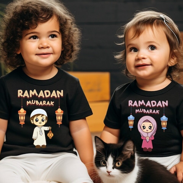 Camicie per bambini Ramadan Mubarak, maglietta per bambini Ramadan, regali musulmani, camicie per giovani Eid, simpatico body islamico per bambini, abbigliamento musulmano per bambini