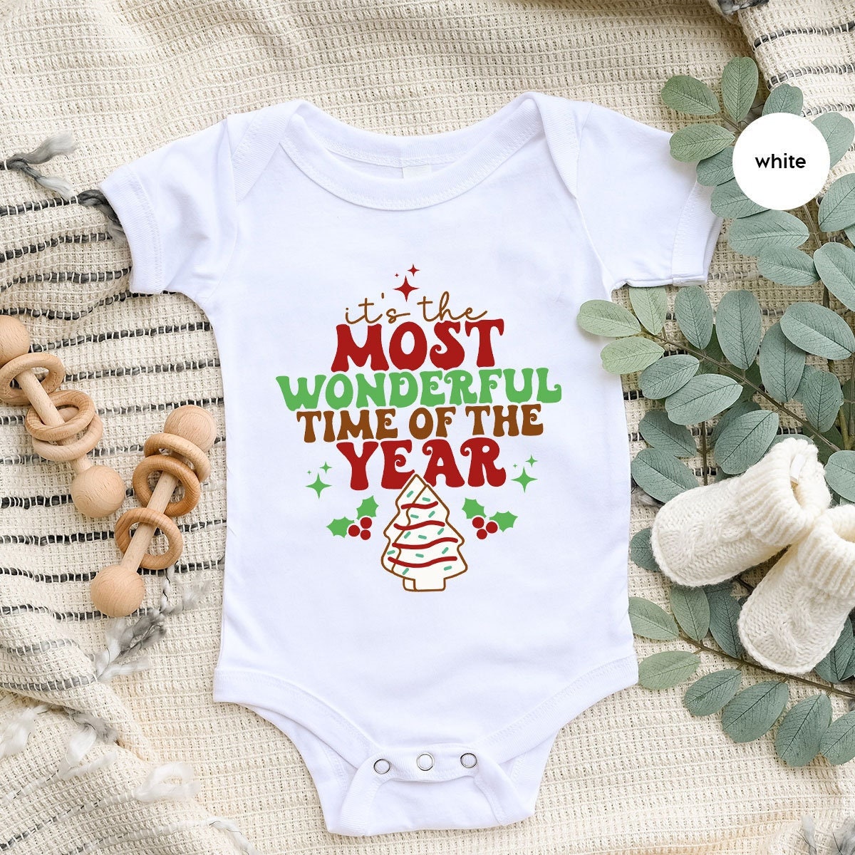 Cute Christmas Baby Onesie® for Xmas Party, Xmas Cake Youth Shirt, New Year Toddler Shirts, Christmas Pine Tree Holiday Baby Bodysuit Gifts