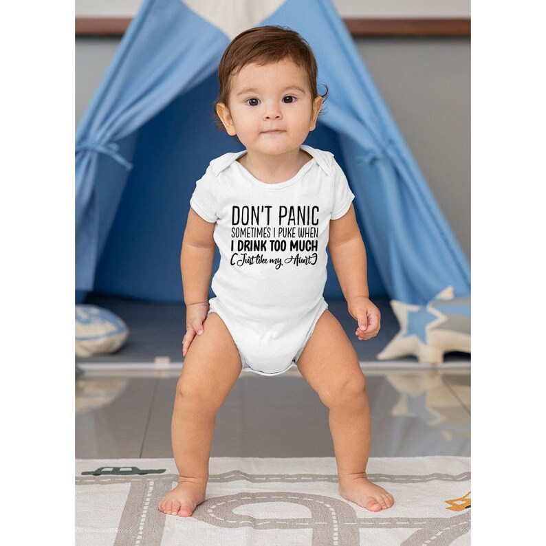 Sometimes I Puke When I Drink Too Much Baby Onesie®, Just Like My Aunt, Funny Baby Onesie®, Baby Shower Gift, Unisex Onesie®, Newborn Onesie image 4